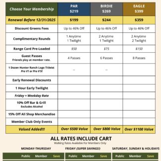 Hunter Ranch Players Club 2026 (Existing Members Renewal before 12/31/25)