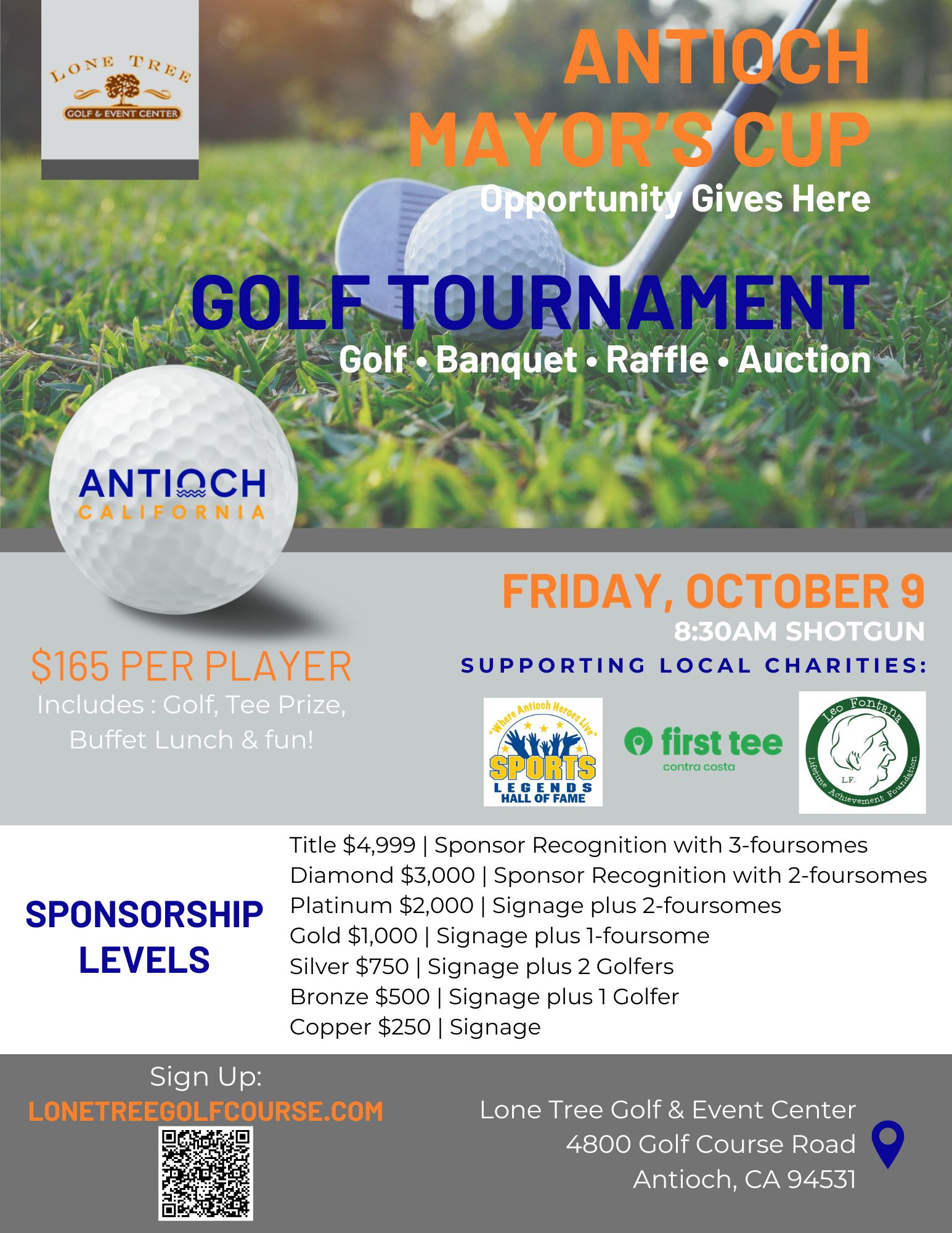 Antioch Mayor's Cup Opportunity Gives Here Golf Tournament - October 9, 2026
