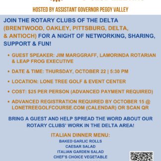 Delta Force Rotary Meeting, October 22, 2026 (All 5 Rotary Clubs of the Delta!)