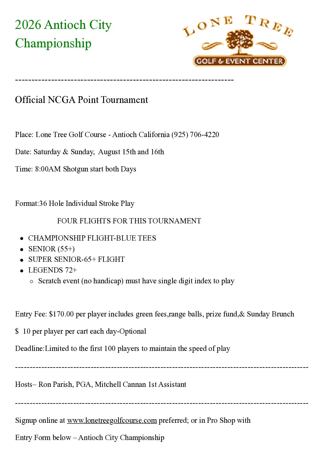 2026 Antioch City Amateur Championship